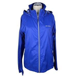 Columbia Switchback IV Rain Jacket sz XL * Lightweight Shell Packable Hood Blue